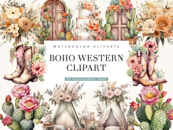 Download Watercolor Boho Western Clipart Bundle - Clipart bundle Collection