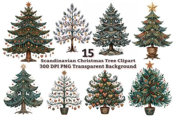 Download Scandinavian Christmas Tree Clipart PNG - Christmas Collection
