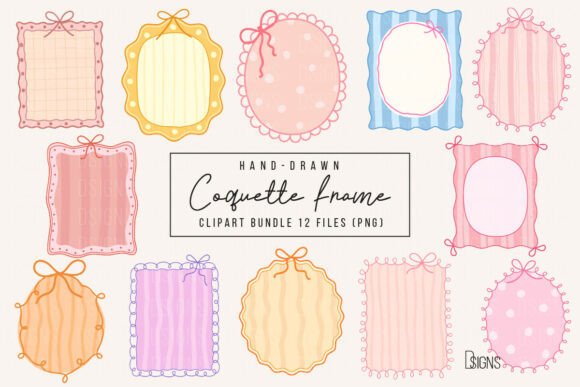 Download Hand-Drawn Coquette Frame Clipart Bundle - Clipart bundle Collection