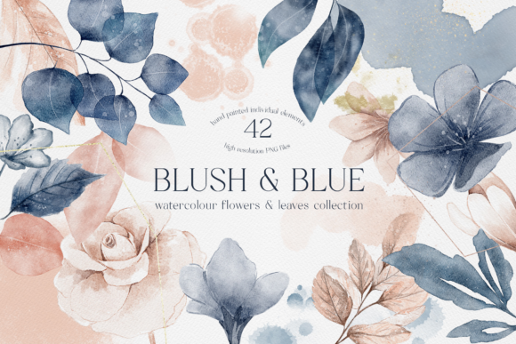 Download Blush and Blue Leaves Florals Watercolor - Leaves Collection