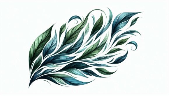 Download Stylized Leaves in Wind Dance – Acrylic - Leaves Collection