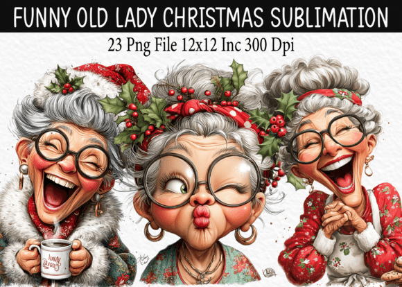 Download Funny Old Lady Christmas Sublimation - Christmas Collection