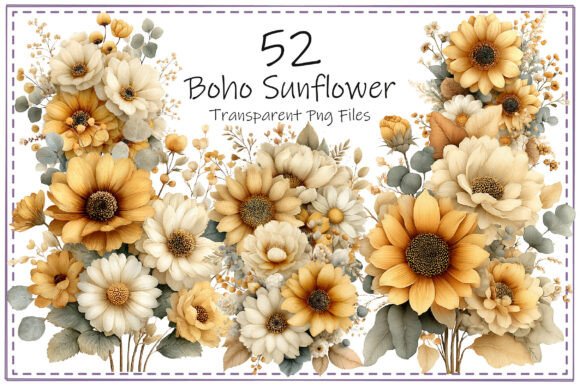 Download Boho Sunflower Clipart Bundle - Clipart bundle Collection