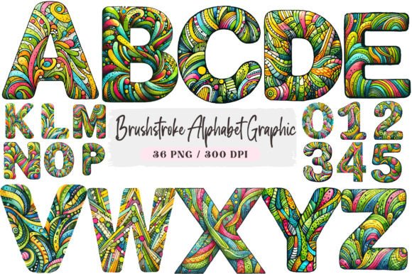 Download Brushstroke Alphabet Graphic Clipart - Graphic Collection