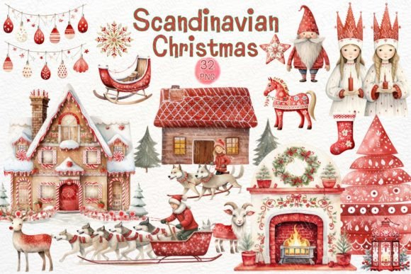 Download Scandinavian Christmas Watercolor PNG - Christmas Collection