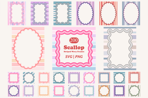 Download Scallop Wavy Frame Clipart Bundle - Clipart bundle Collection