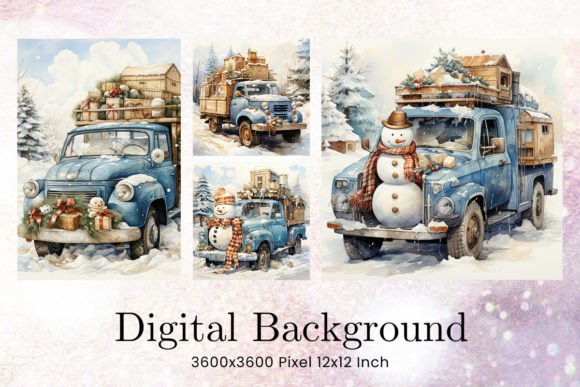 Download Snowman Classic Car Christmas Background - Christmas Collection