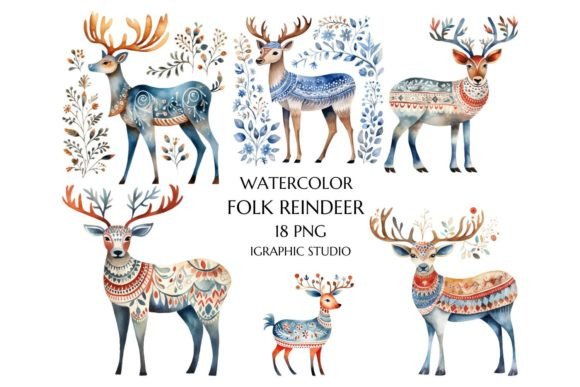 Download Scandinavian Christmas Reindeer Clipart - Christmas Collection