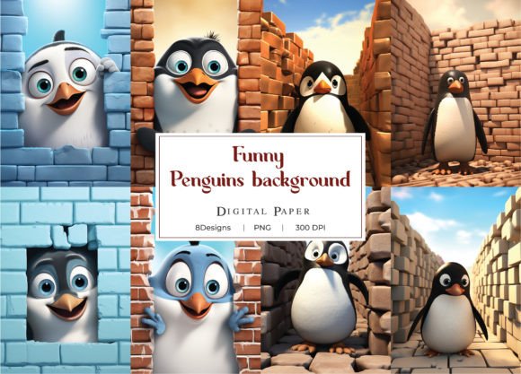 Download 3D Funny Penguin Christmas Background - Christmas Collection