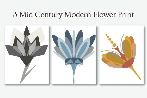 Download 3 Mid Century Modern Flowers Drawing - Modern flowers Collection
