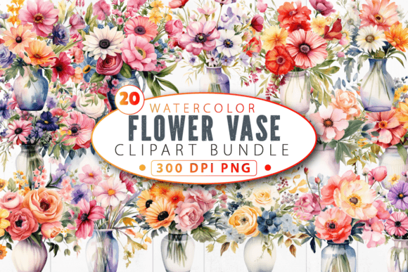 Download Watercolor Flower Vase Clipart Bundle - Clipart bundle Collection