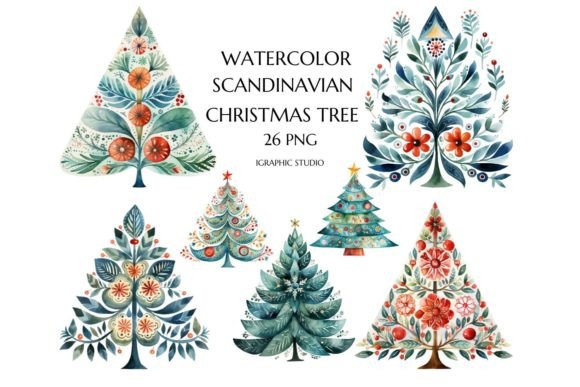Download Watercolor Scandinavian Christmas Tree - Christmas Collection