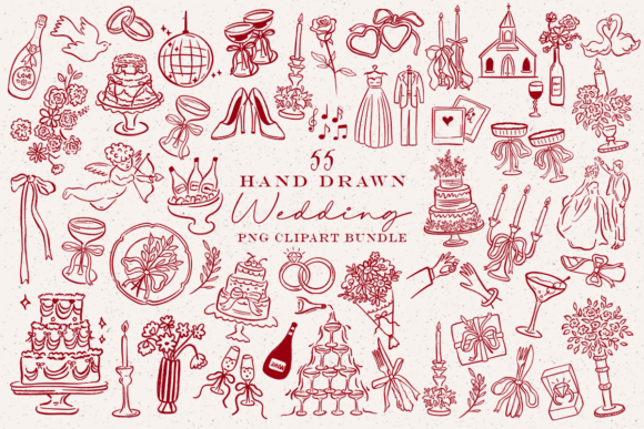 Download Hand Drawn Wedding PNG Clipart Bundle - Clipart bundle Collection