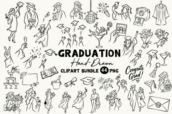 Download Graduation Hand-Drawn Clipart Bundle PNG - Clipart bundle Collection
