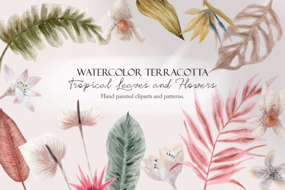 Download Terracotta Tropical Flowers and Leaves - Leaves Collection