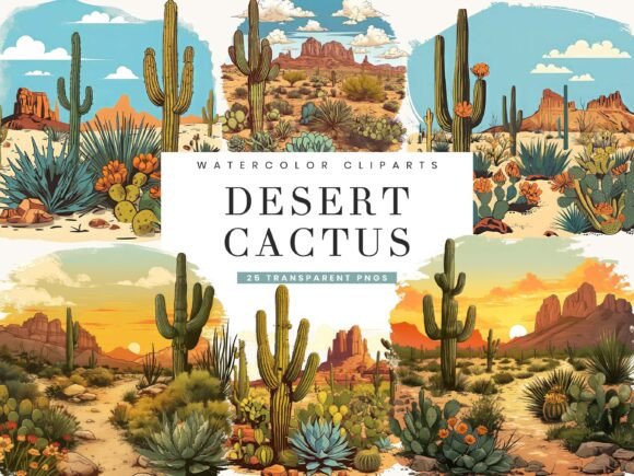 Download Watercolor Desert Cactus Clipart Bundle - Clipart bundle Collection