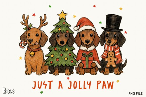 Download Christmas Dachshund Dog Lover Jolly Paw - Christmas Collection