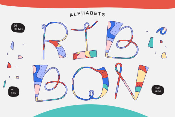 Download Ribbon Alphabet Graphic Set - Graphic Collection