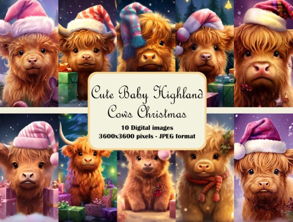 Download Cute Baby Highland Cows Christmas Bundle - Christmas Collection