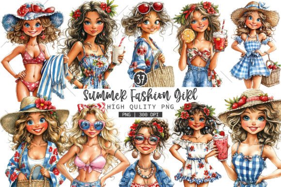 Download Summer Fashion Girl PNG Clipart Bundle - Clipart bundle Collection
