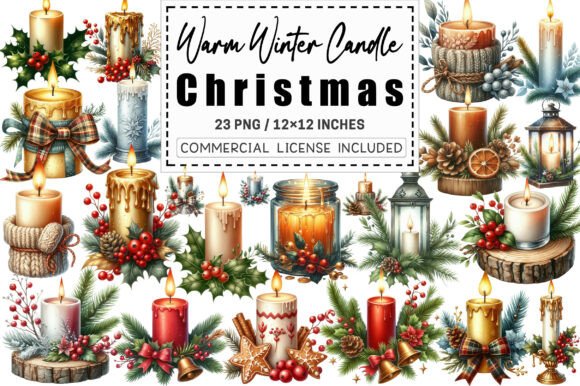 Download Warm Winter Candle Christmas Clipart. - Christmas Collection