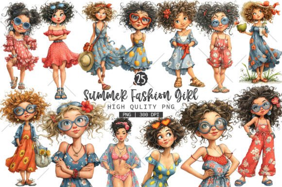 Download Summer Fashion Girl Clipart Bundle - Clipart bundle Collection