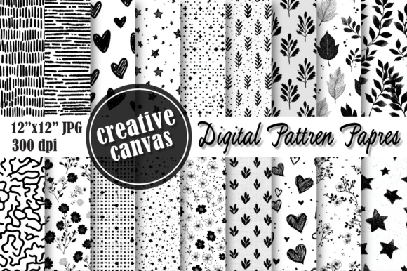 Download Black &amp; White Digital Paper Bundle - White Collection