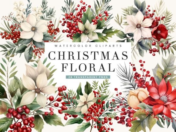 Download Christmas Floral Clipart Bundle - Christmas Collection