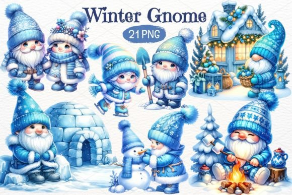 Download Winter Gnome Watercolor Clipart Bundle - Clipart bundle Collection