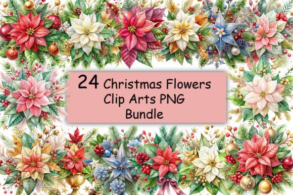 Download Christmas Flowers Clip Arts PNG Bundle - Christmas Collection