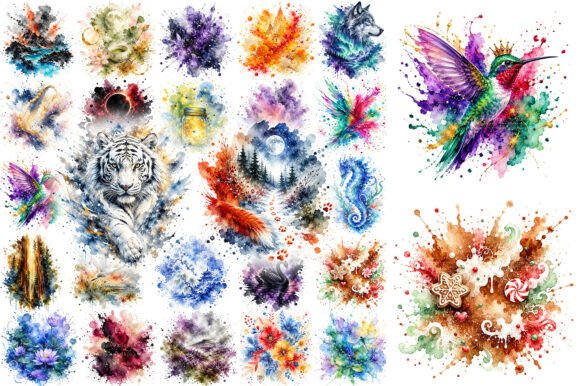Download 100 Watercolor Splash Nature Clipart PNG - Nature Collection