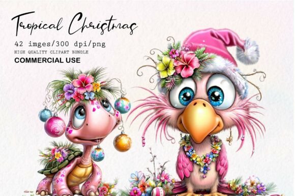 Download Whimsical Tropical Christmas Clipart - Christmas Collection