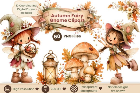 Download Autumn Fairy Gnome Clipart Bundle - Clipart bundle Collection