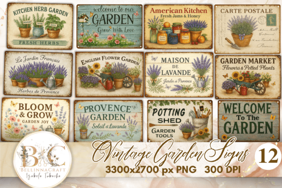 Download Vintage Garden Signs Clipart Bundle - Clipart bundle Collection