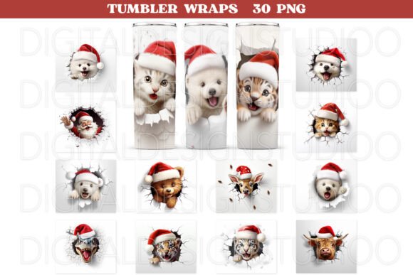 Download 3D Christmas Bundle Skinny Tumbler Wraps - Christmas Collection