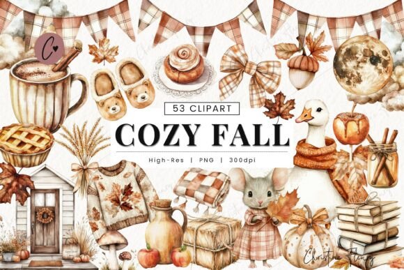 Download Watercolor Cozy Fall Clipart Bundle - Clipart bundle Collection